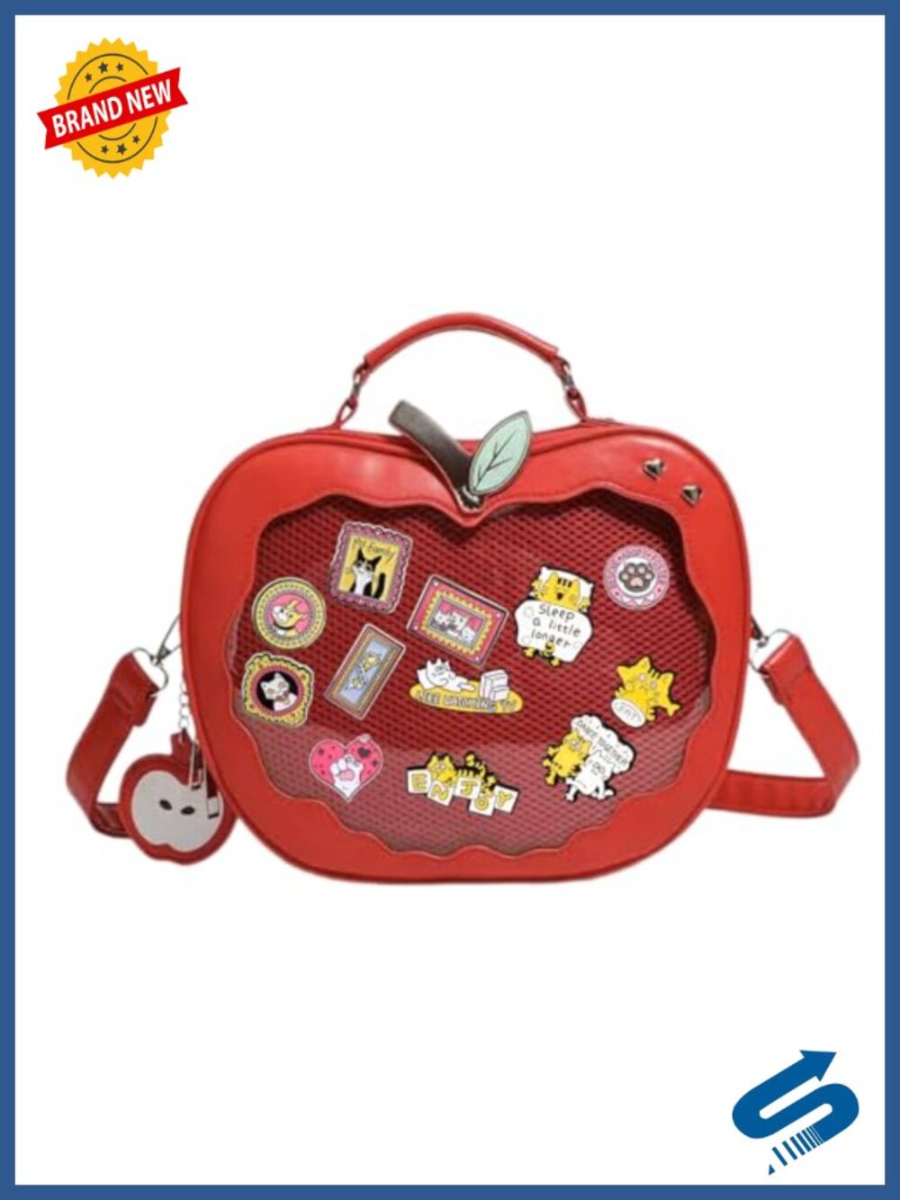 Ita Bag AppleShaped Backpack Crossbody Handbag Cute Anime Pin Display PU